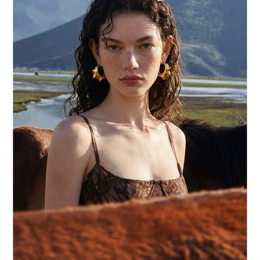 Golden Star Sculptural Stud Earrings