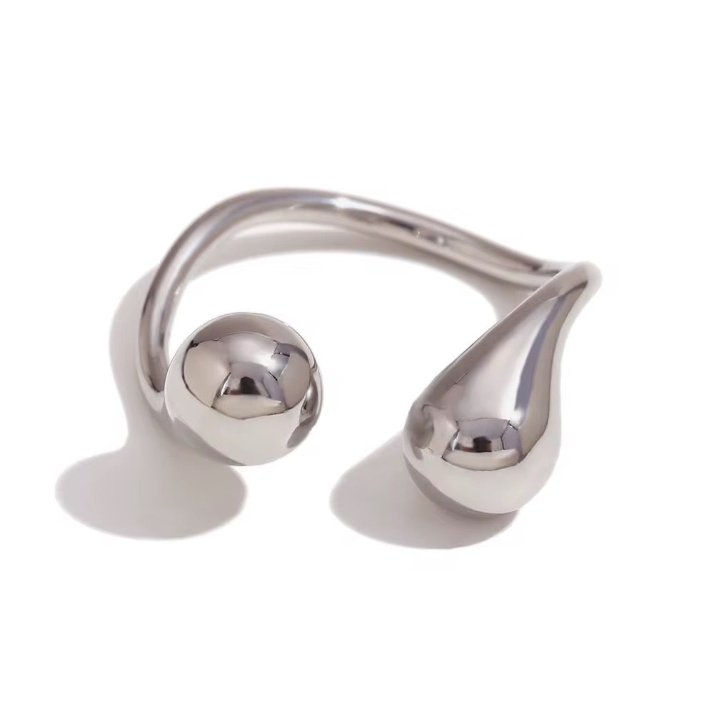 Sculptural Open Cuff Bracelet & Ring Set