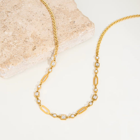 Golden Link Crystal Necklace
