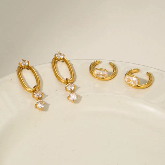 Celeste Crystal Duo Earrings Set
