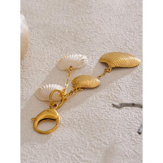 Gold Shell Charm Keychain