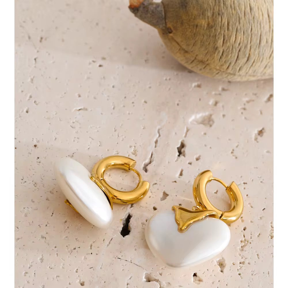 Gold Heart Drop Earrings