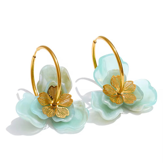 Colorful Resin Flower Statement Earrings
