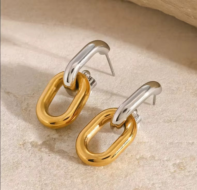 Two-Tone Chain Link Earrings