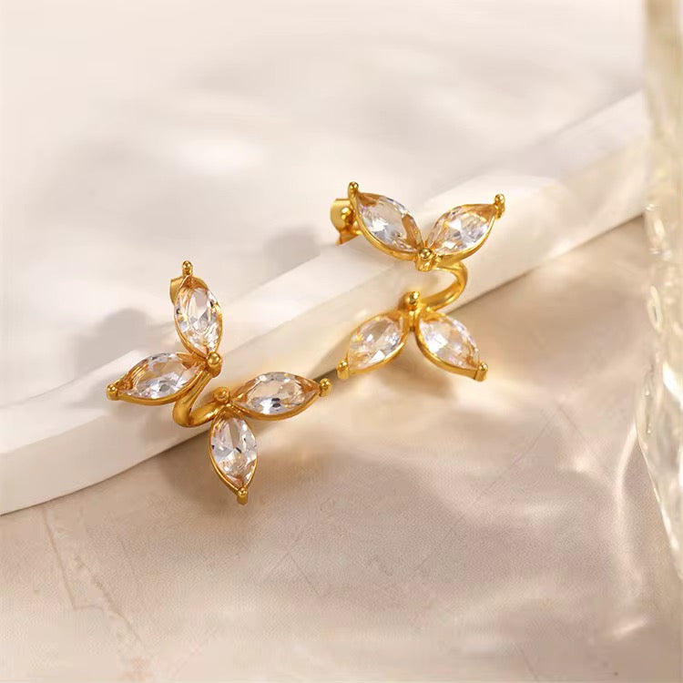 Crystal Leaf Wrap Earrings