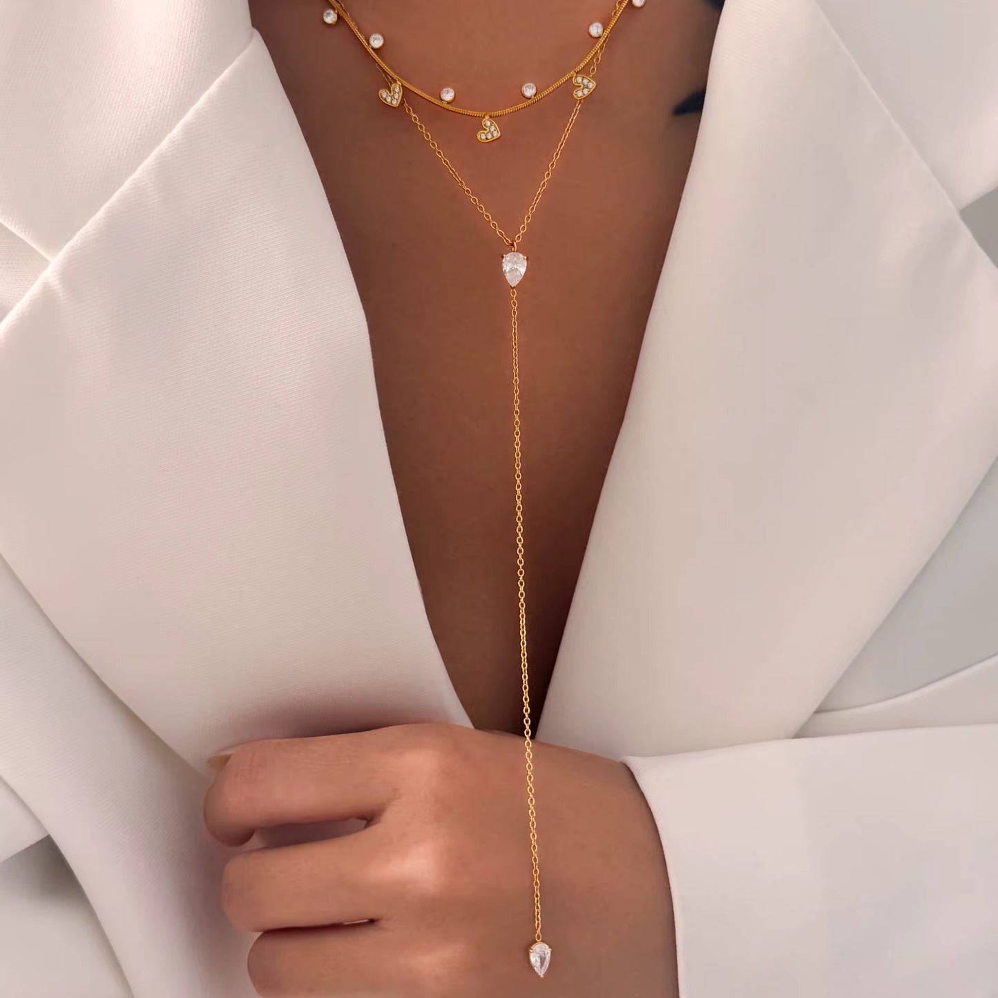 Golden Heart Drop Luxe Necklace