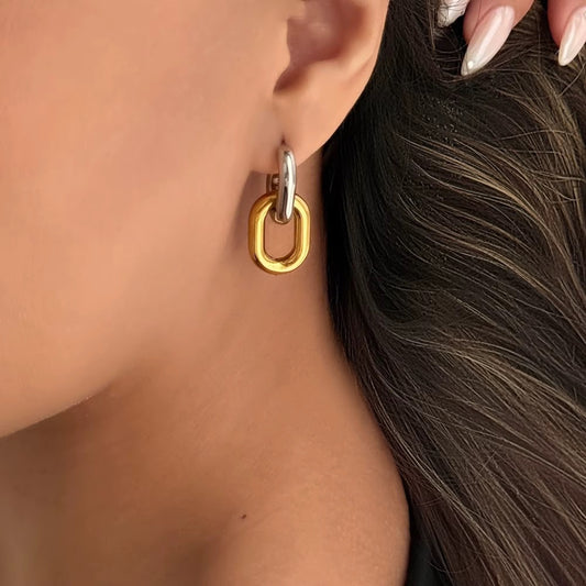 Two-Tone Chain Link Earrings