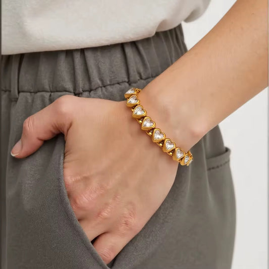 Crystal Heart Chain Bracelet