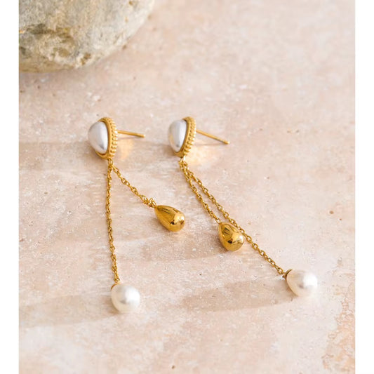 Amara Pearl Chain Drop Earrings