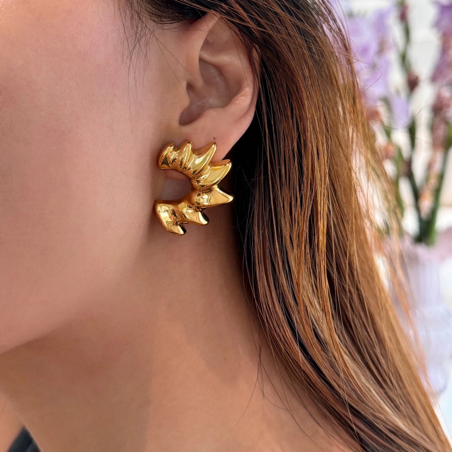 Gold Sunburst Sculptural Earrings