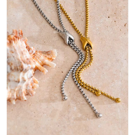Minimalist Knot Y Lariat Necklace