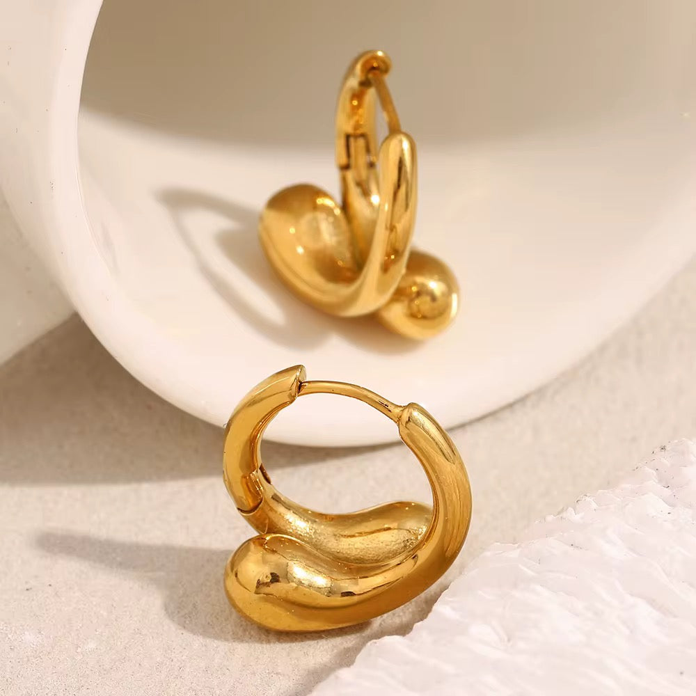 Gold Sculpted Hoop Earrings