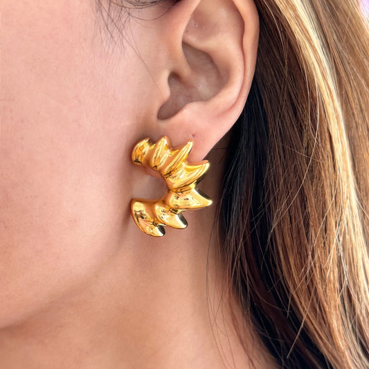 Gold Sunburst Sculptural Earrings