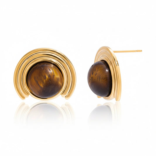 Golden Tiger Eye Statement Earrings