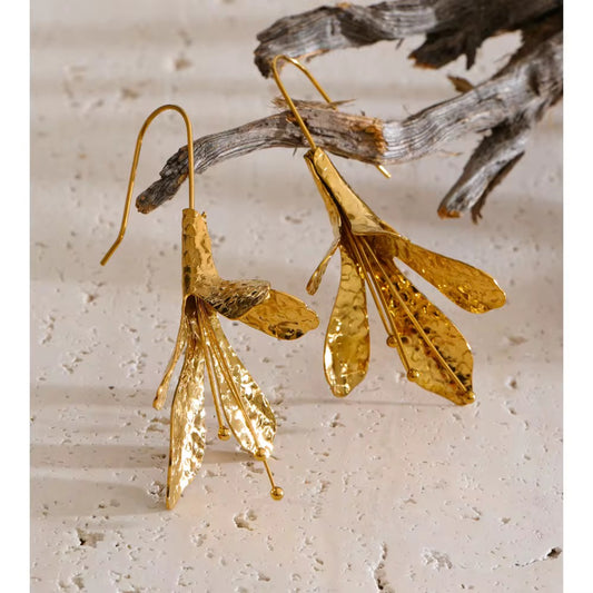 Golden Petal Drop Earrings