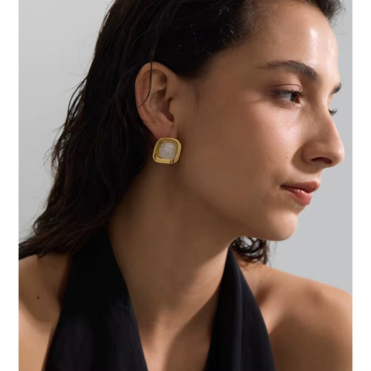 Marble Statement Stud Earrings