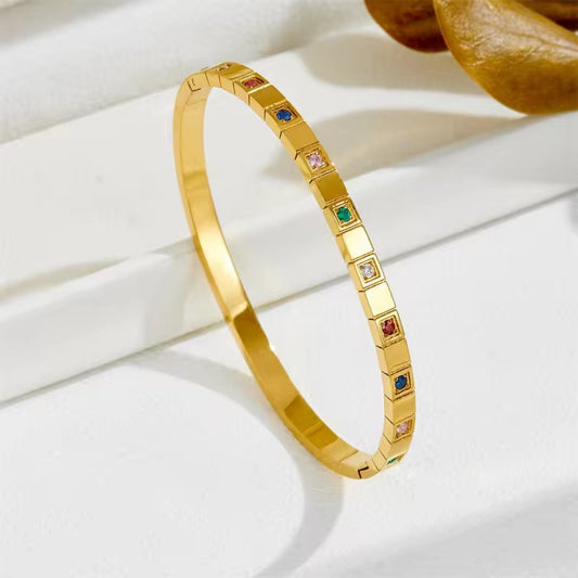 Rainbow Crystal Tile Bangle