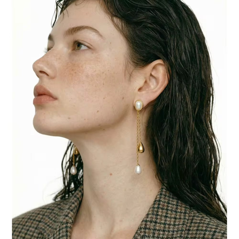 Amara Pearl Chain Drop Earrings