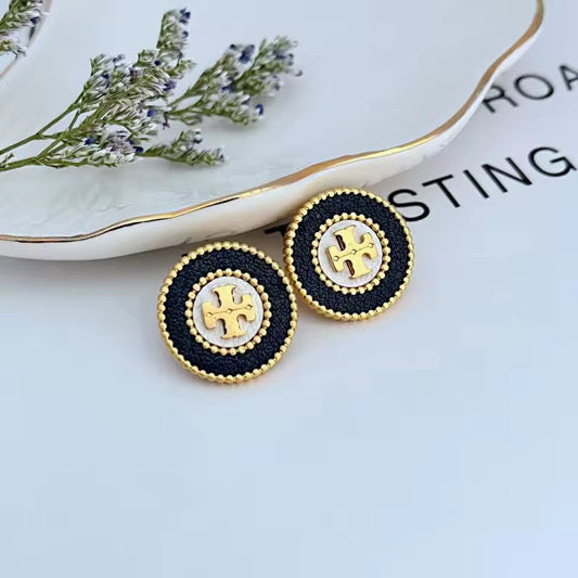 Vintage Cross Medallion Stud Earrings