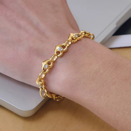 Luxury Heart Link Chain Bracelet