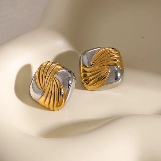 Two-Tone Sculpted Statement Stud Earrings