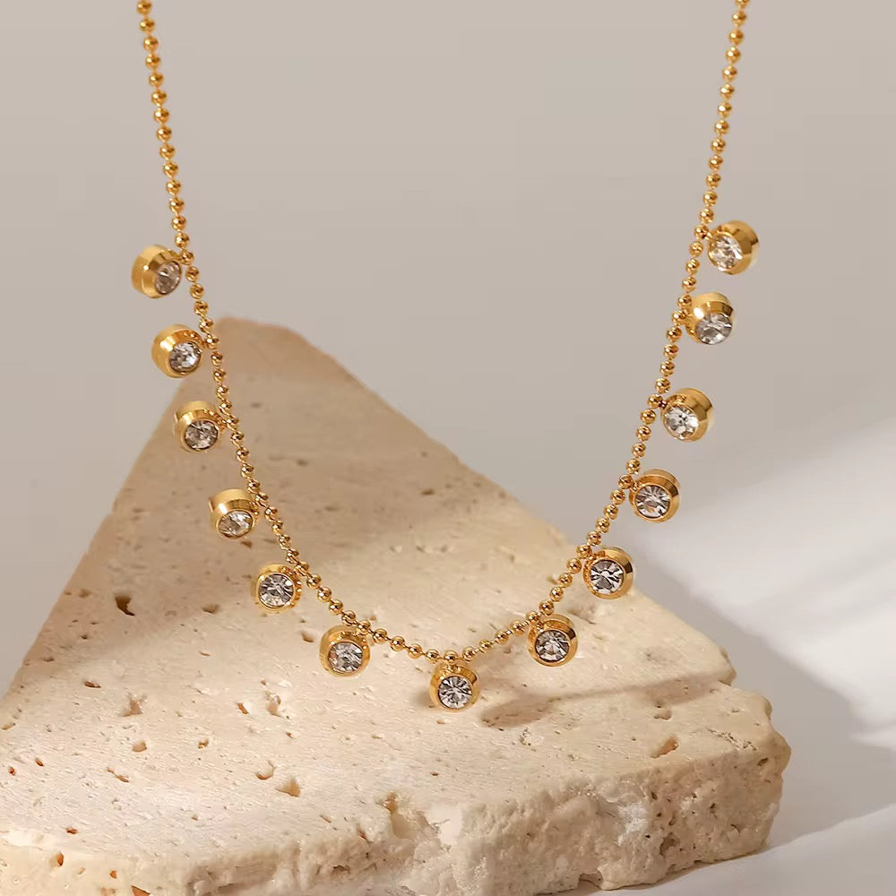 Crystal Drop Gold Necklace