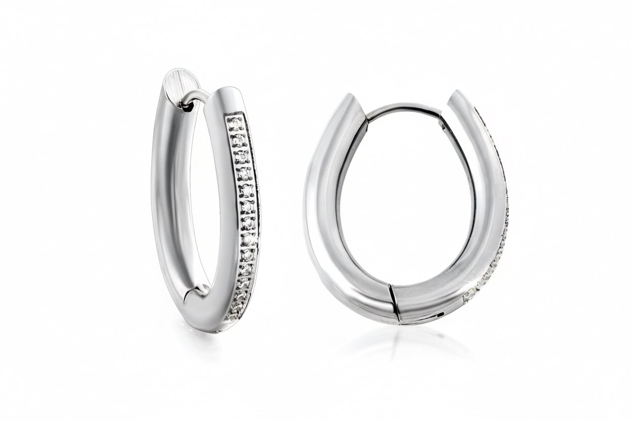 Classic Pave Gold Hoop Earrings