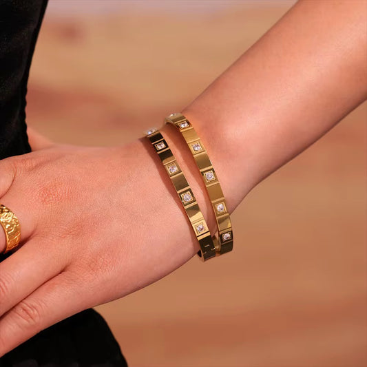 Square Crystal Link Bangle