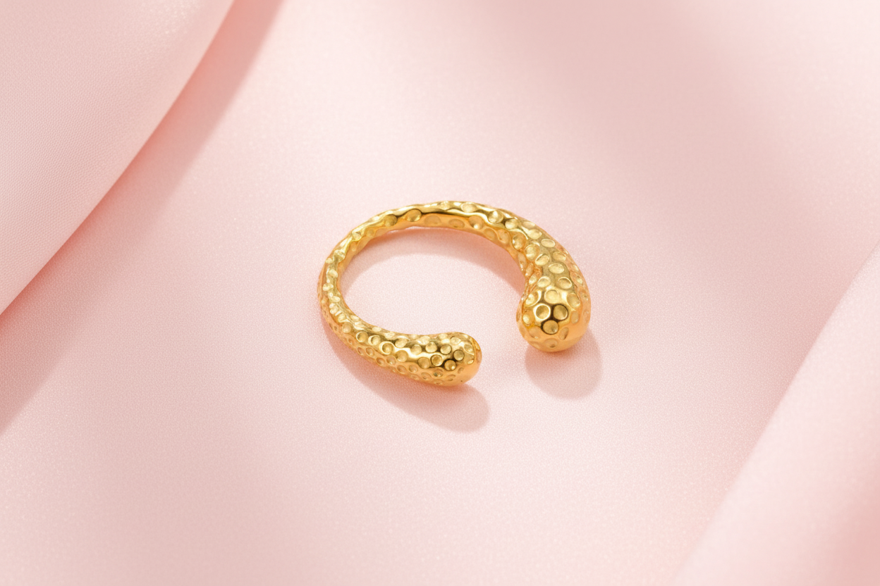 Textured Open Cuff Ring
