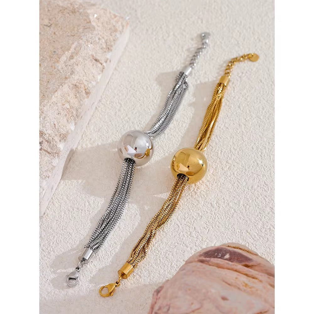 Golden Sphere Multi-Layer Chain Bracelet