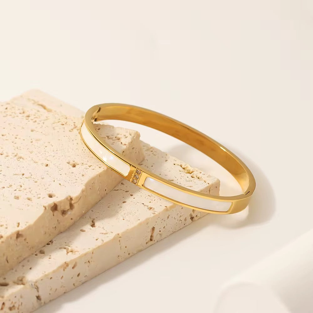 Gold Inlay Bangle Bracelet