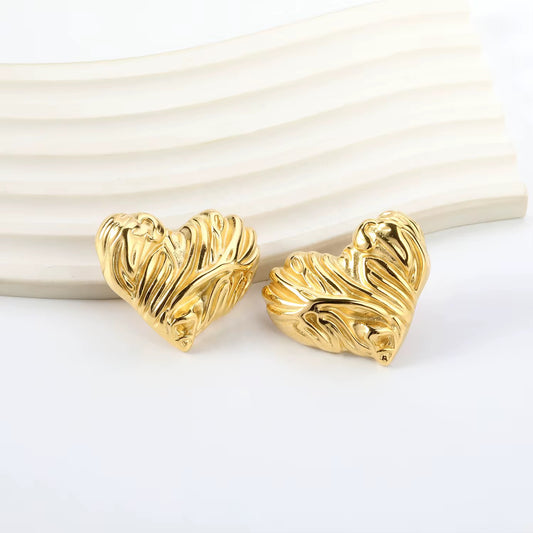 Sculpted Heart Statement Studs