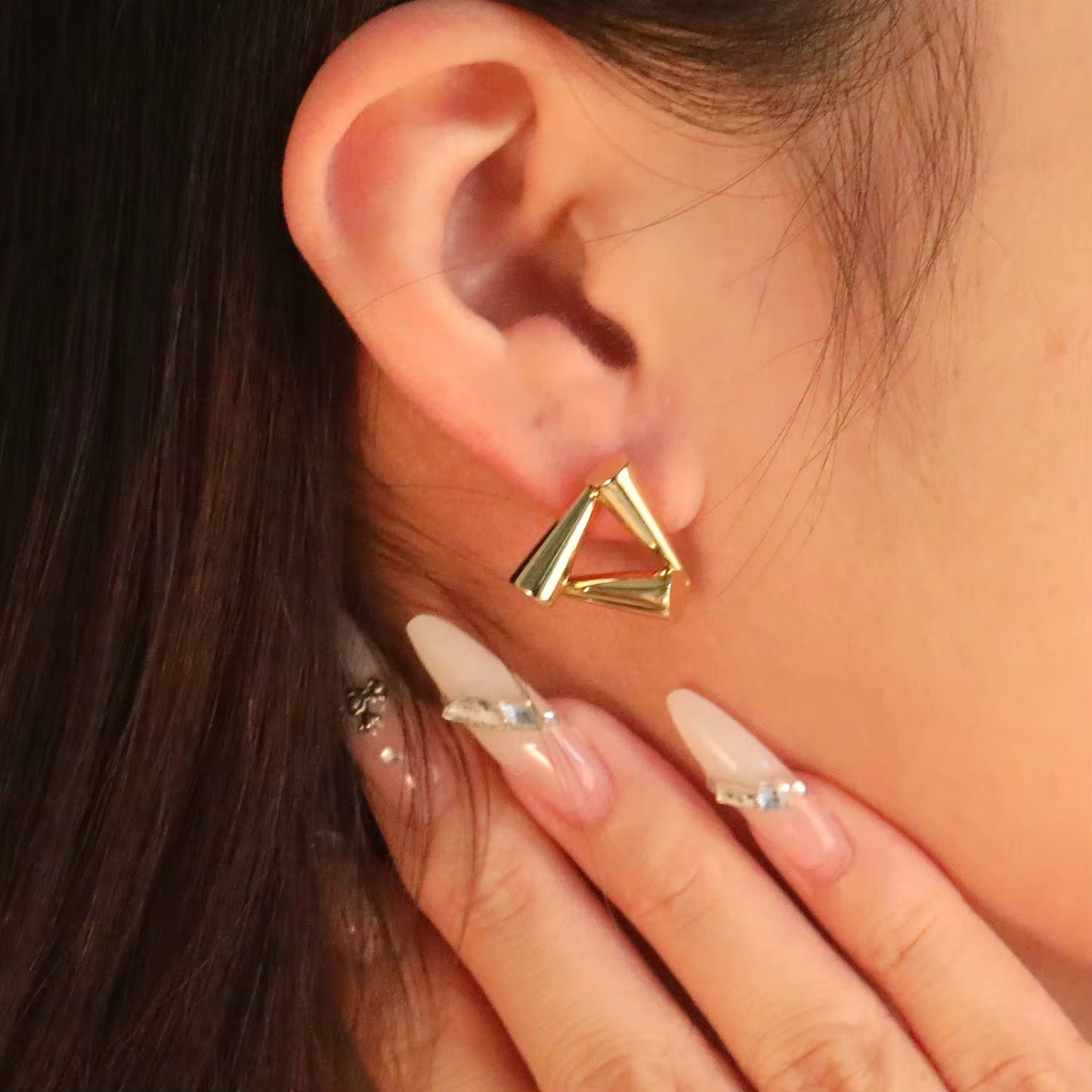 Modern Geometric Triangle Stud Earrings