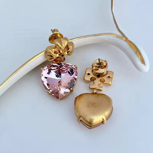 Crystal Heart Drop Earrings