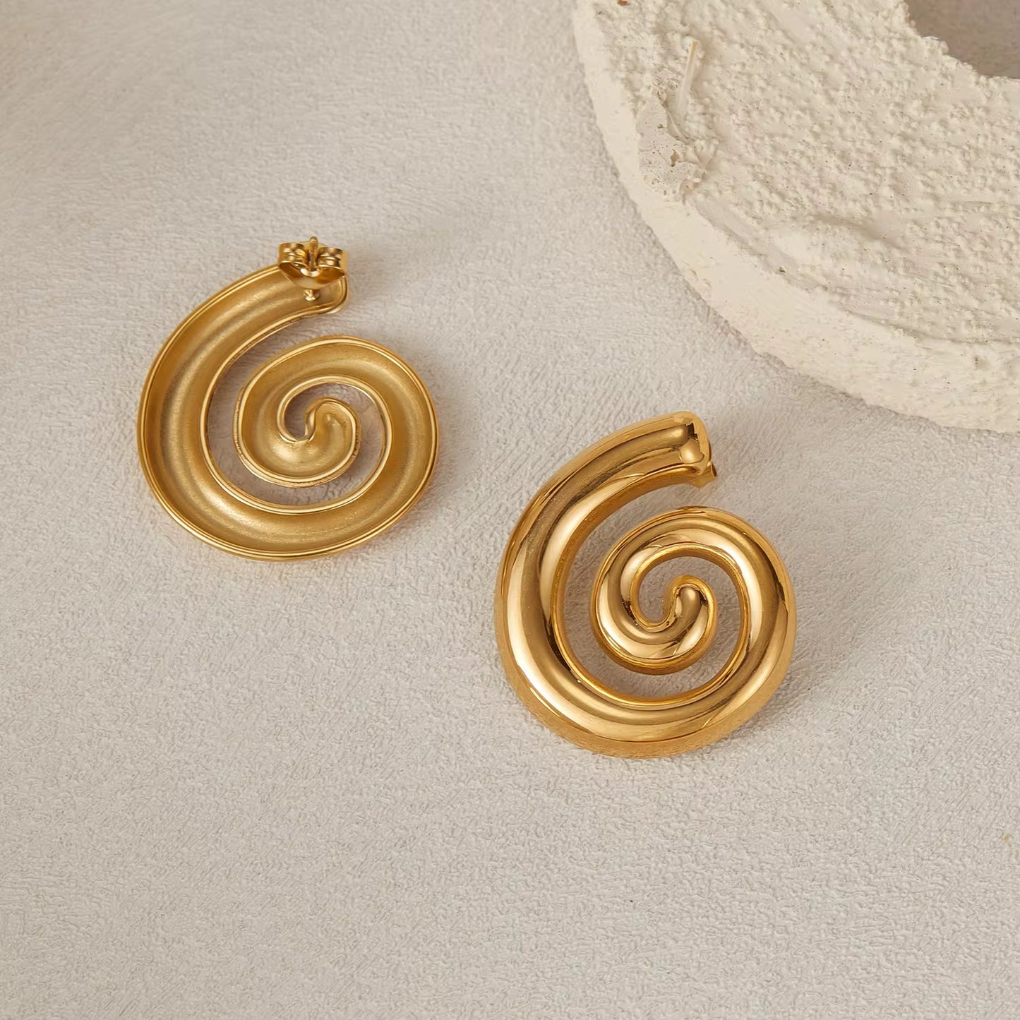 Gold Spiral Statement Earrings