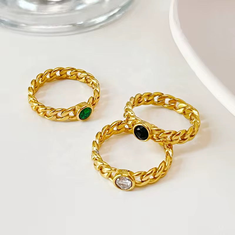 Chain Crystal Statement Ring