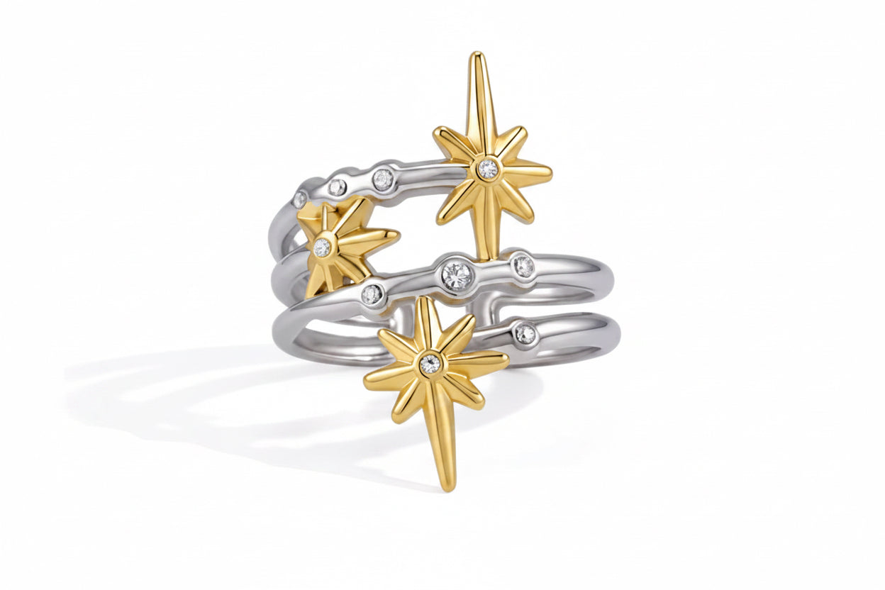 Celestial Starburst Adjustable Ring