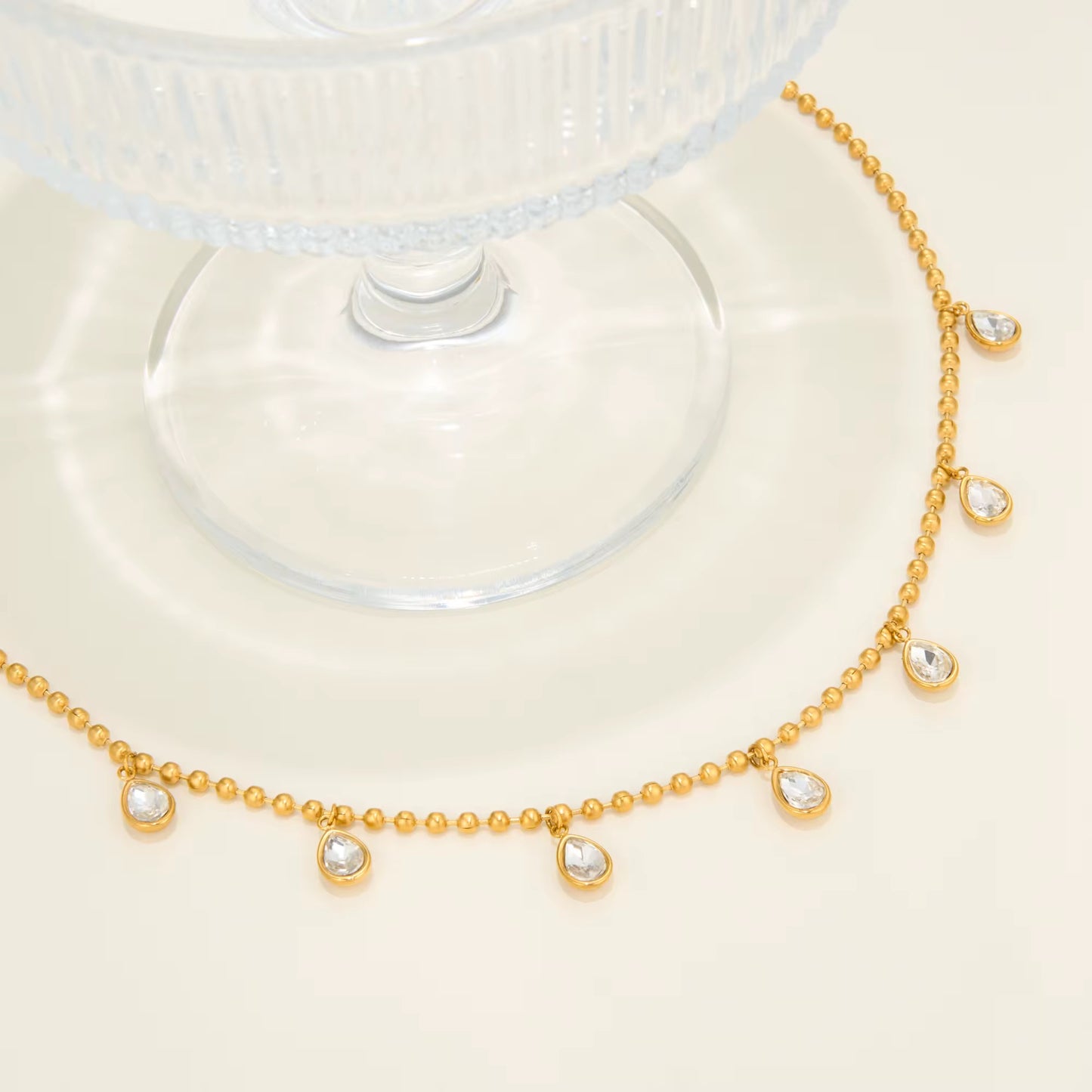 Golden Drop Charm Necklace