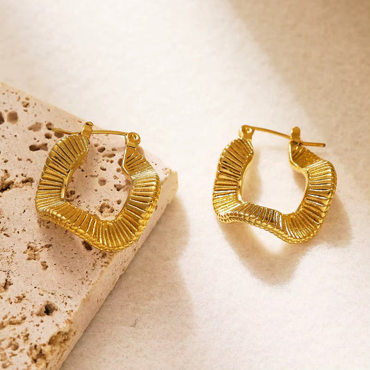 Gold Textured Chunky Hoop Earrings