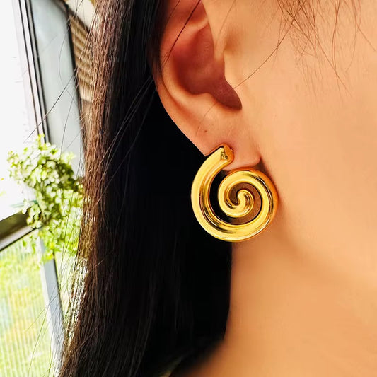 Gold Spiral Statement Earrings