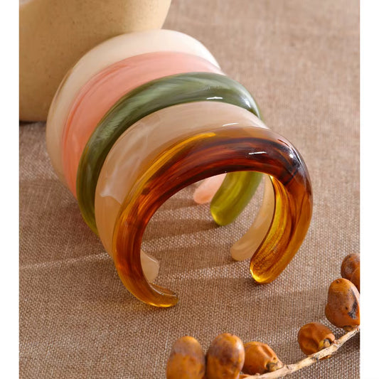 Minimal Glossy Resin Open Cuff Bracelets