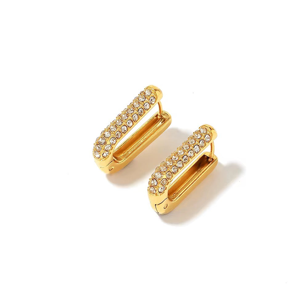 Pave Bar Huggie Earrings