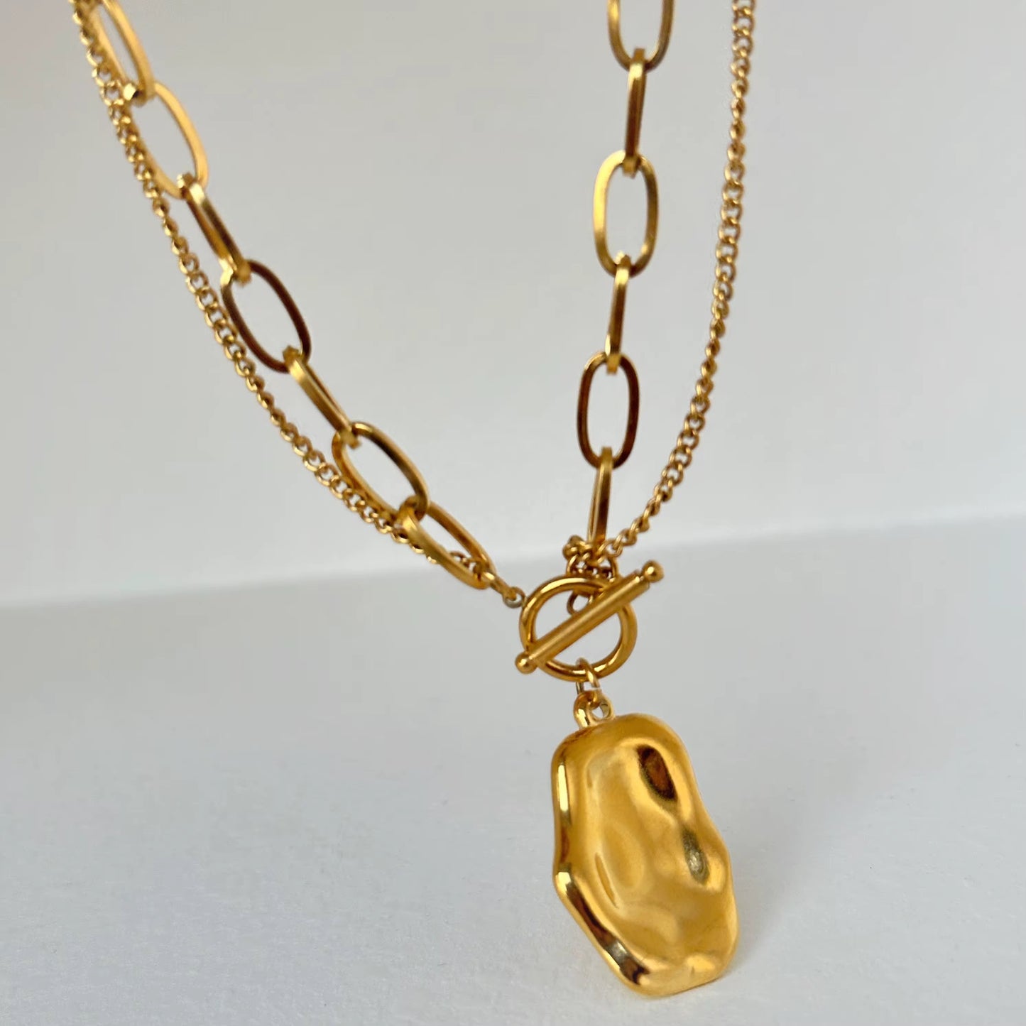 Layered Chain Pendant Necklace