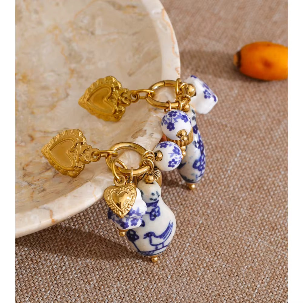 Vintage Porcelain Charm Earrings