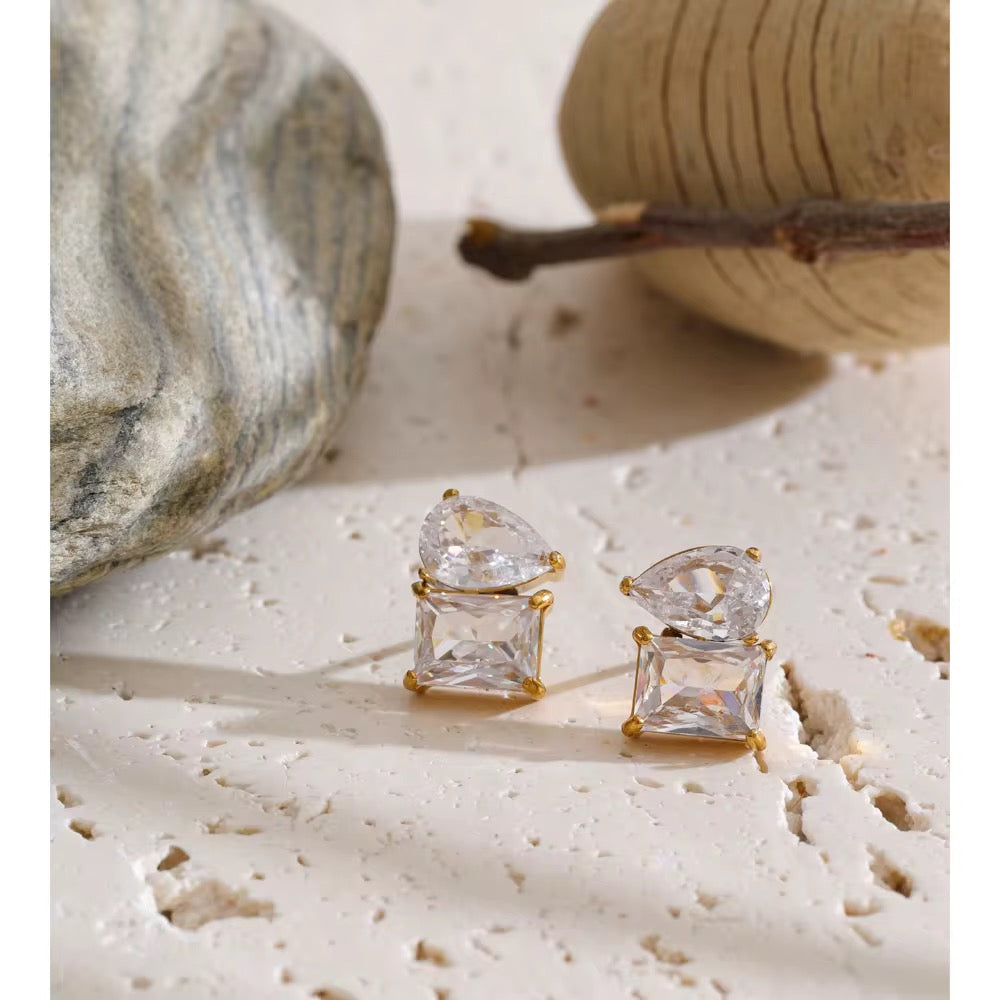 Dual Radiance Crystal Stud Earrings