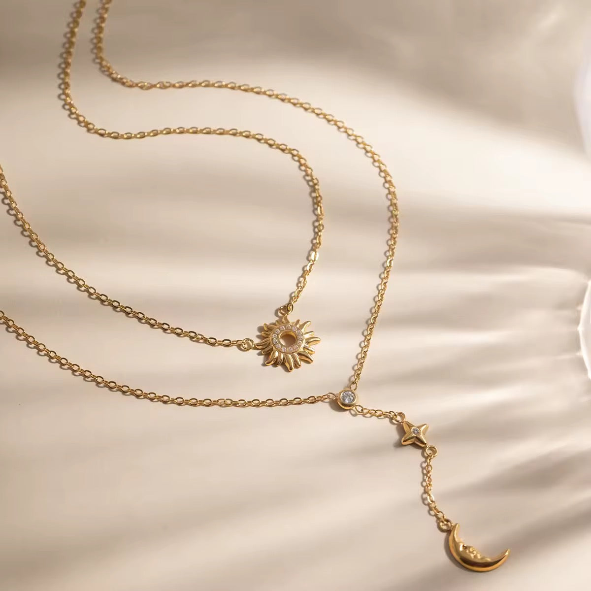Luxury Sun & Moon Layered Necklace