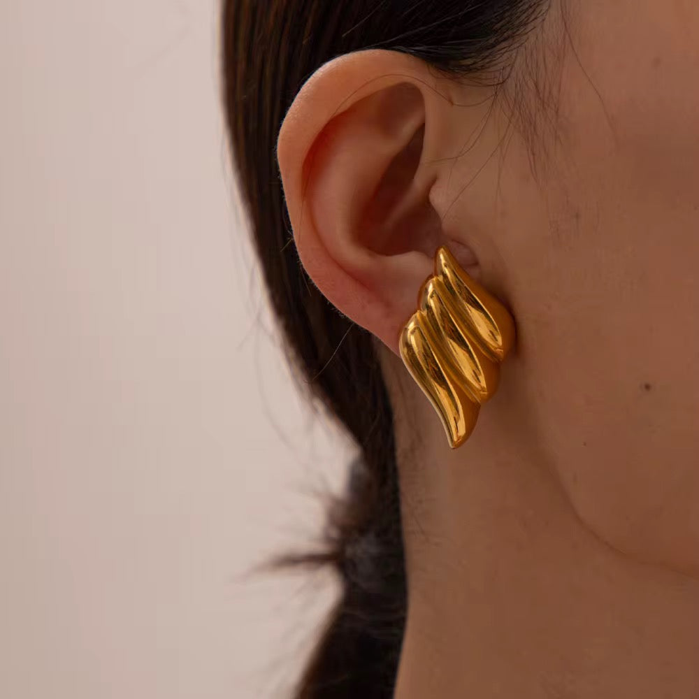 Golden Wave Stud Earrings