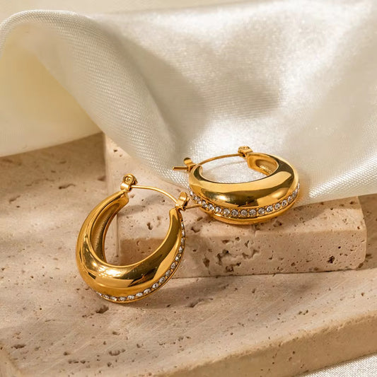 Luxe Crystal Dome Hoop Earrings