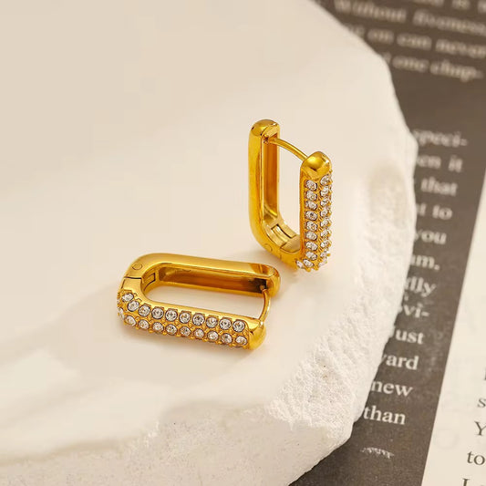 Pave Bar Huggie Earrings
