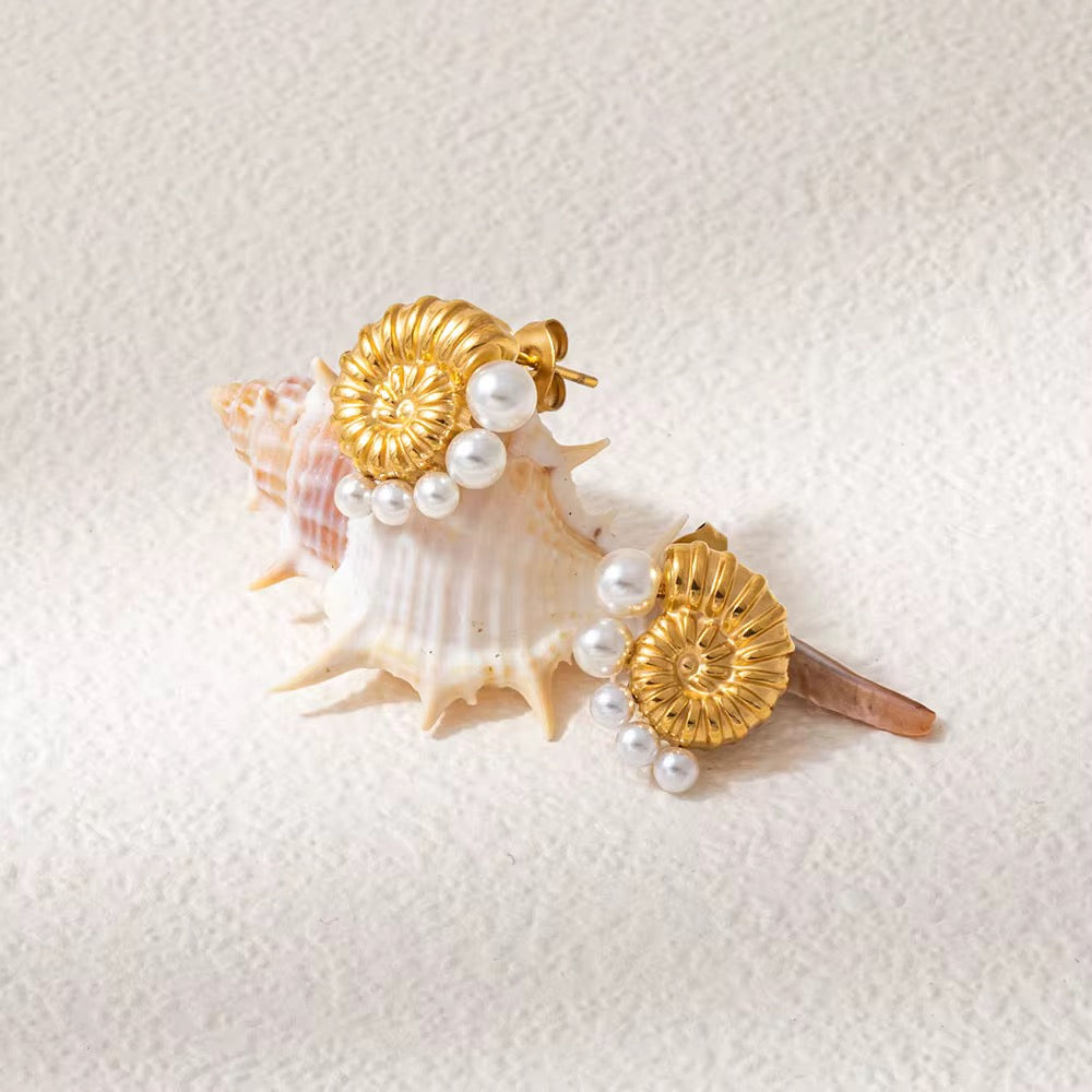 Luxury Waterproof Gold Pearl Statement Earrings